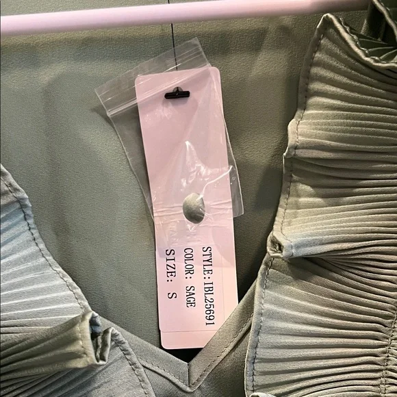 Ina Women's Sage Green Ruffle Blouse - Picture 4 of 4